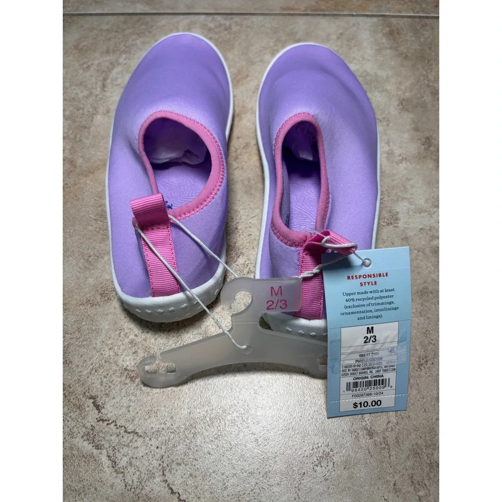 Cat & Jack Girls Purple Grover Water Shoes Aqua Socks Size M 2/3 NEW